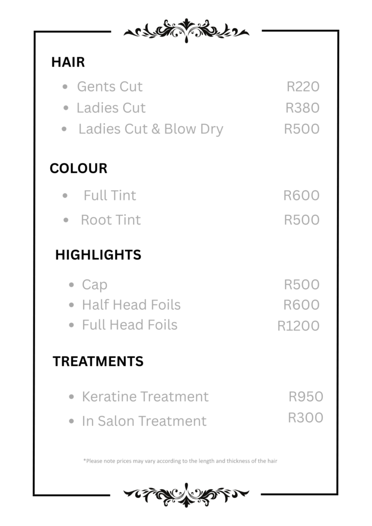 Hair Q Pricelist Website CANVA
